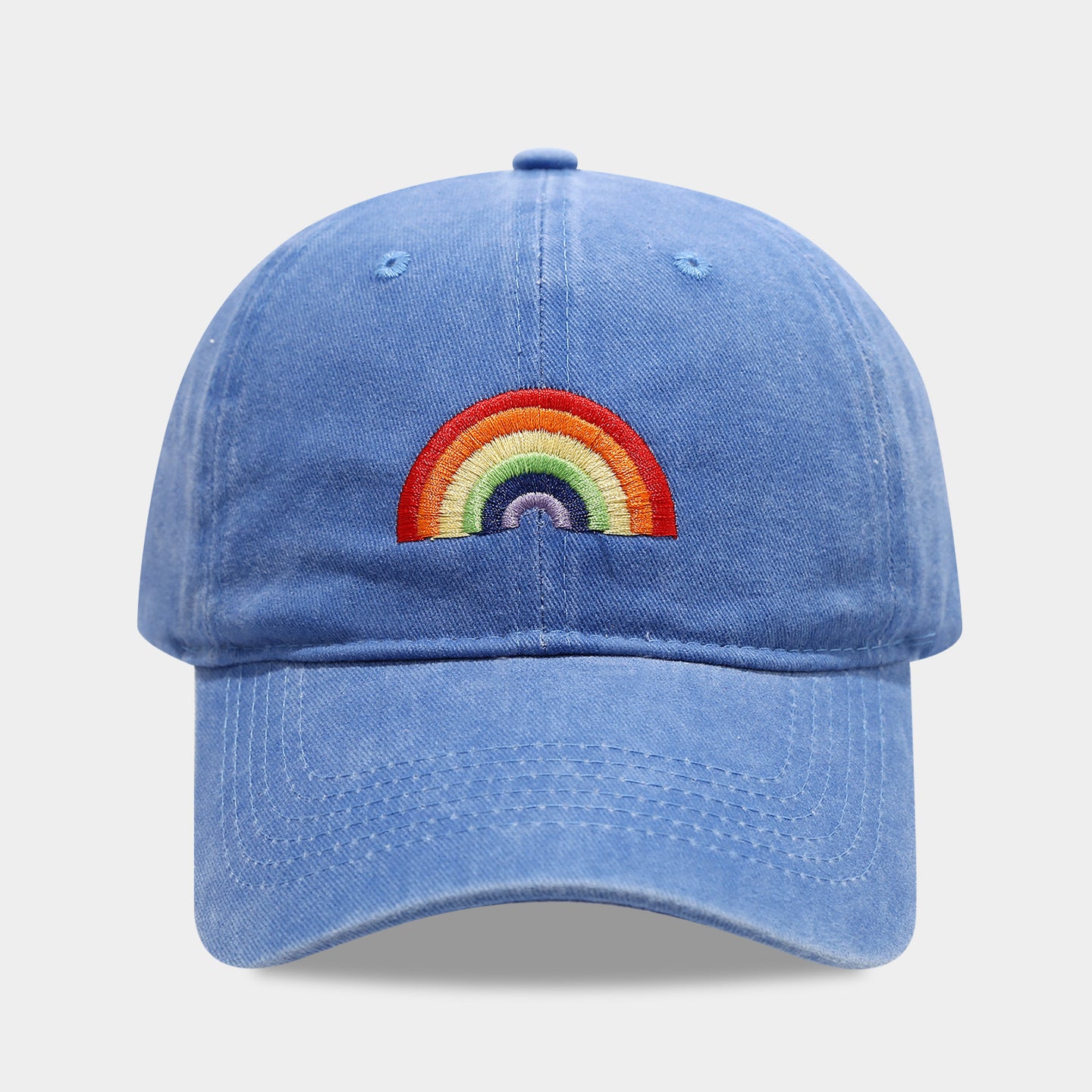 Wholesale Rainbow embroidered soft top cap for men and women